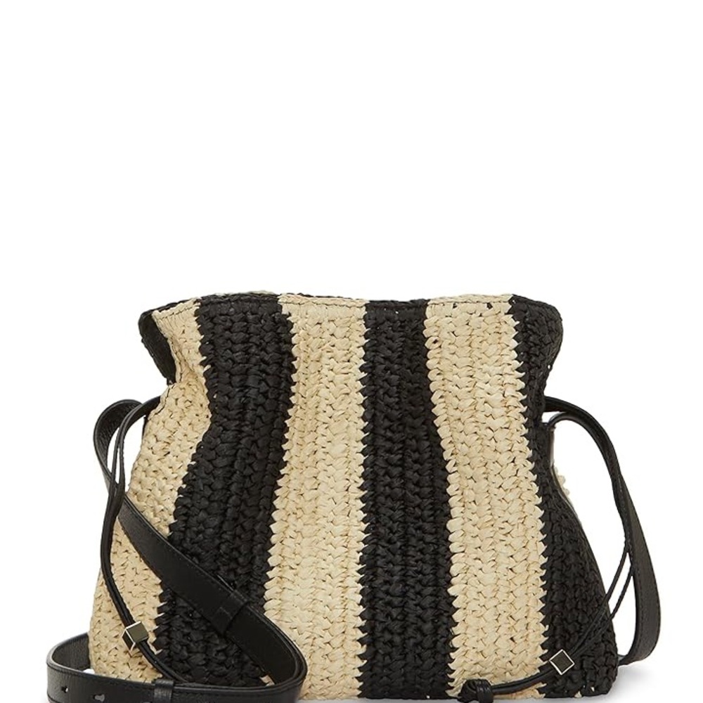 Vince Camuto Purse Handbag Straw and Leather Crossbody NEW